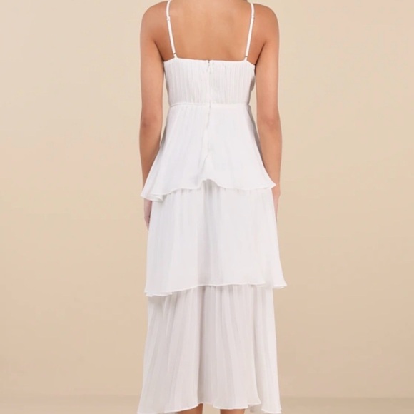 Cascading Crush White Tiered Bustier Midi Dress - Picture 3 of 8